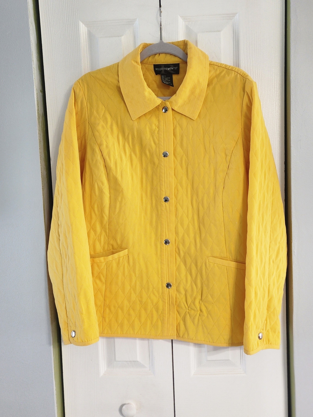 Requirements Vintage  Quilted Yellow Jacket with Snap Closure